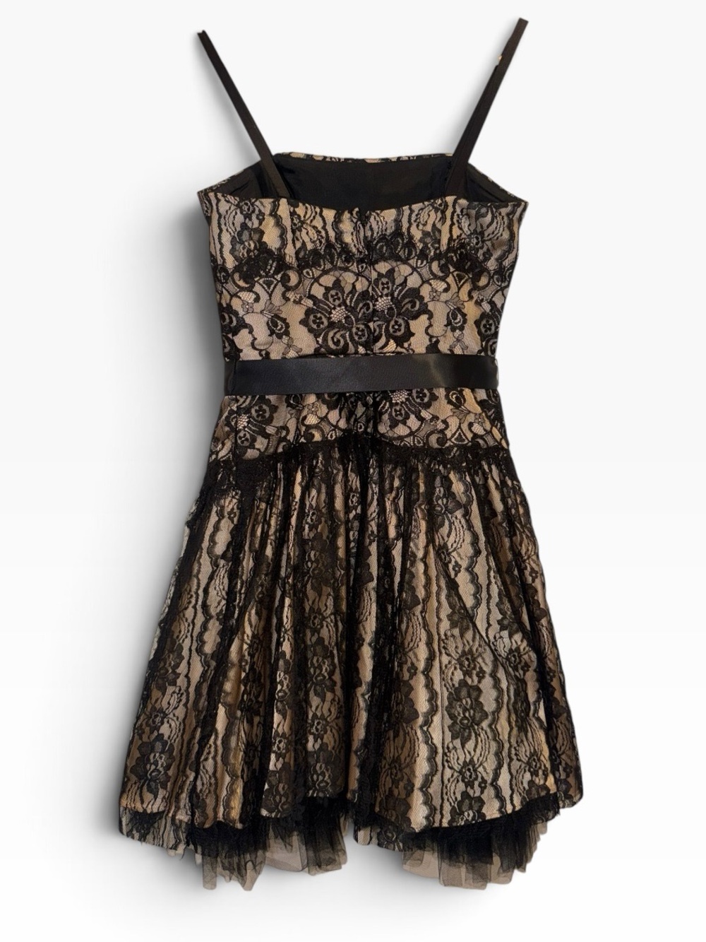 Jessica McClintock Black Lace Mini Dress 4 Y2K Vintage Homecoming 2003 EUC 🟡 - Picture 10 of 14